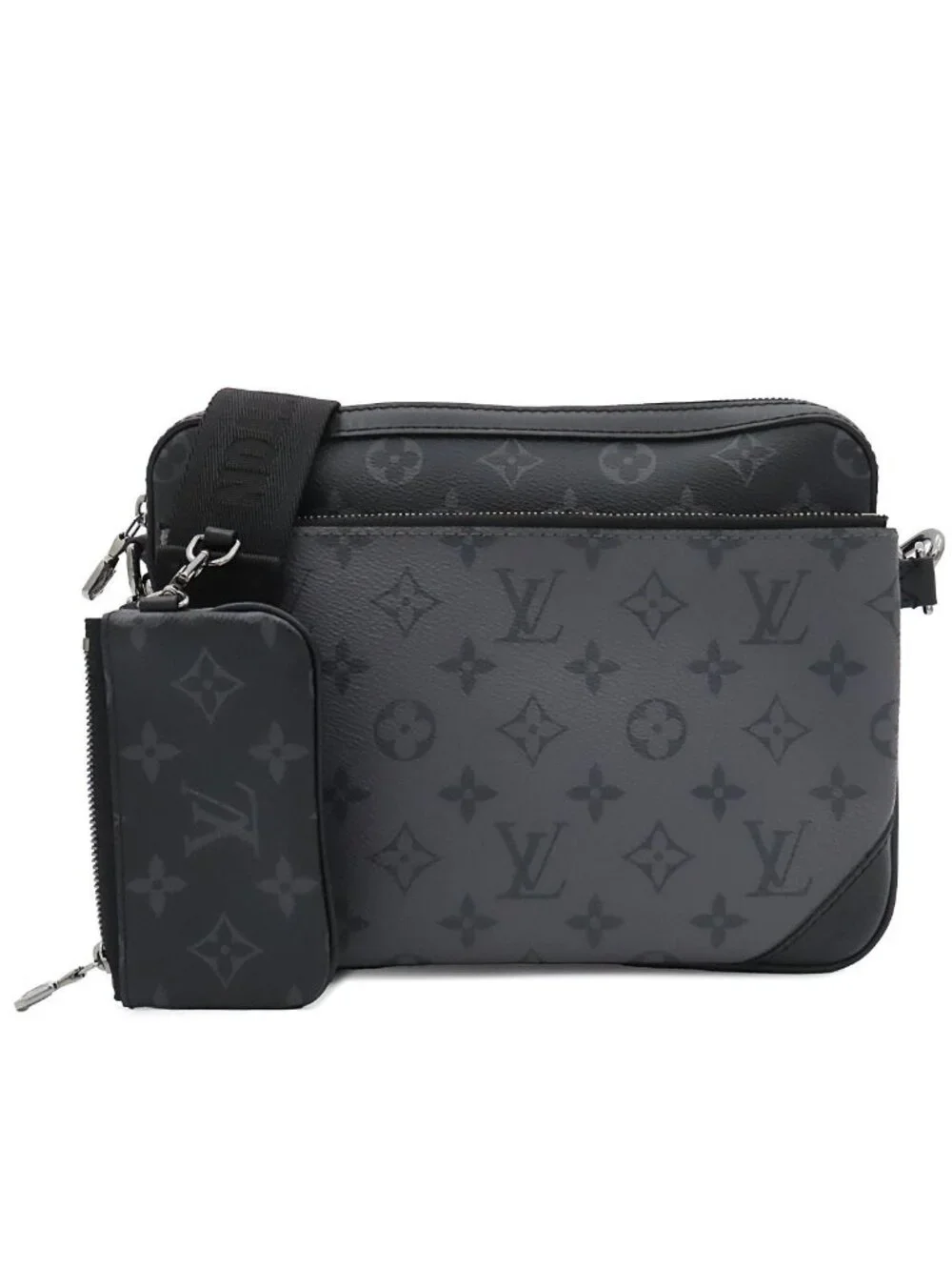 Louis Vuitton Trio Messenger Black Silver Monogram Eclipse Shoulder Bag